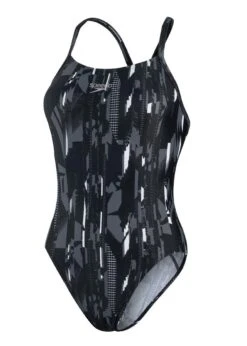Speedo Allover Rippleback Swimsuit - Black/ Charcoal/ White -Speedo Store 8 083619177 5