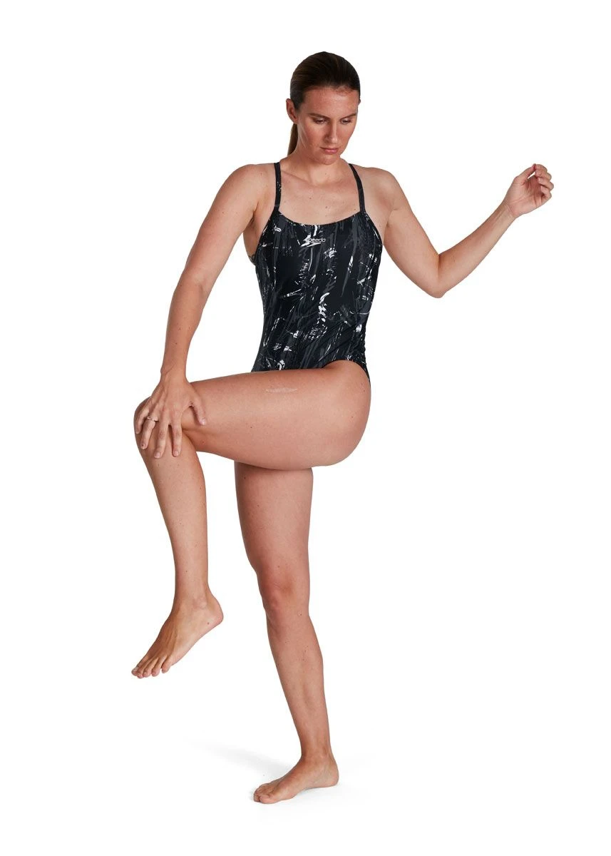 Speedo Allover Rippleback Swimsuit - Black/ USA Charcoal/ White 4 Speedo Allover Rippleback Swimsuit - Black/ USA Charcoal/ White - Image 2