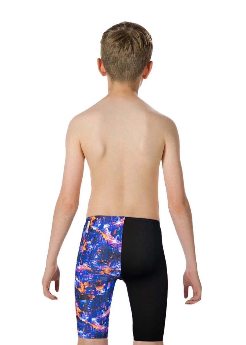 Speedo Junior Boy's Fastskin Endurance+ Highwaist Jammer - Black/ Blue / Kanji Lights 4 Speedo Junior Boy's Fastskin Endurance+ Highwaist Jammer - Black/ Blue / Kanji Lights - Image 2