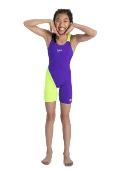 Speedo Girl's Fastskin Junior Endurance+ Openback Kneesuit - Violet / Fluo Yellow -Speedo Store 8 09732f422 fr