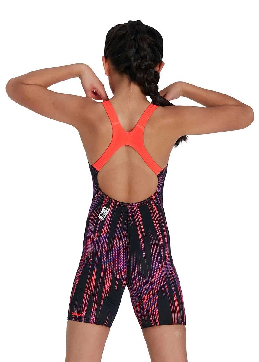 Speedo Girl's Fastskin Endurance+ Openback Kneeskin - Black/ Phoenix Red/ Violet 7 Speedo Girl's Fastskin Endurance+ Openback Kneeskin - Black/ Phoenix Red/ Violet - Image 5