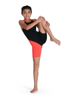 Speedo Girl's Fastskin Endurance+ Openback Kneeskin - Black/ Phoenix Red/ Magenta -Speedo Store 8 09732h026 1