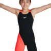 Speedo Girl's Fastskin Endurance+ Openback Kneeskin - Black/ Phoenix Red/ Magenta