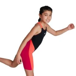 Speedo Girl's Fastskin Endurance+ Openback Kneeskin - Black/ Phoenix Red/ Magenta -Speedo Store 8 09732h026 4