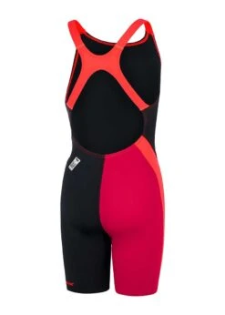 Speedo Girl's Fastskin Endurance+ Openback Kneeskin - Black/ Phoenix Red/ Magenta -Speedo Store 8 09732h026 6