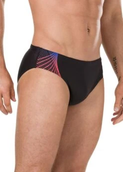 Speedo Placement 7cm Brief - Black / Chroma Blue / Lava Red -Speedo Store 8 09739c725 e