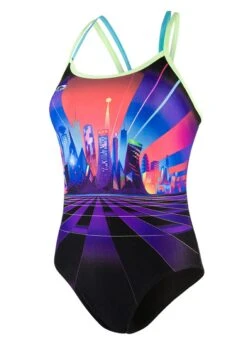 Speedo Neon Fan Placement Double Crossback Swimsuit- Black/ Aquasplash/ Red -Speedo Store 8 10626d279 1
