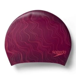 Speedo Long Hair Printed Silicone Cap - Chockaberry/ Cherry/ Cinder Rose