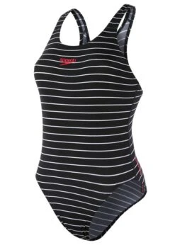 Speedo Endurance+ Printed Medalist Swimsuit - Black / White