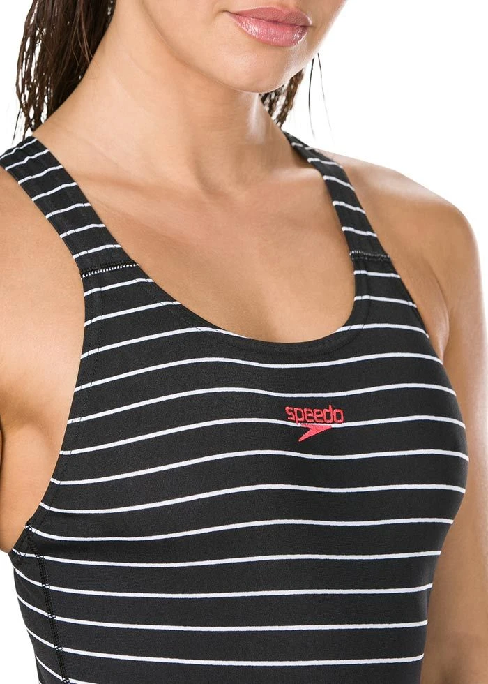 Speedo Endurance+ Printed Medalist Swimsuit - Black / White 9 Speedo Endurance+ Printed Medalist Swimsuit - Black / White - Image 7