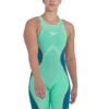 Speedo Women's Fastskin LZR Pure Intent Openback Kneeskin - Green Glow / Nordic Teal