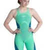 Speedo Women's Fastskin LZR Pure Intent Closedback Kneeskin - Green Glow / Nordic Teal -Speedo Store 8 11975d881 a