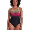 Speedo Digital Placement Medalist Swimsuit - Black/ Papaya Punch/ Magenta -Speedo Store 8 12199h046 1