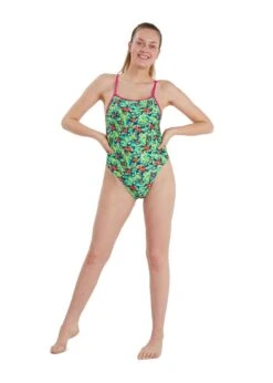 Speedo Melon Mayhem Allover Vback Swimsuit - Lime/ Pink/ Green/ Watermelon