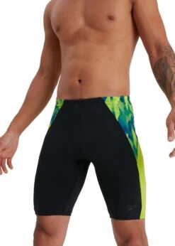Speedo Men's Eco Endurance+ Splice Jammer - Black/ Lime/ Nordic Teal -Speedo Store 8 13444g812 w1