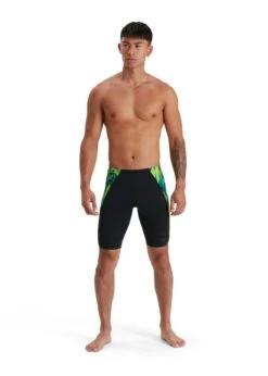 Speedo Men's Eco Endurance+ Splice Jammer - Black/ Lime/ Nordic Teal
