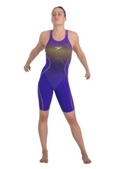 Speedo Fastskin LZR Pure Intent Openback Kneeskin - Ultraviolet / Fluo Yellow -Speedo Store image 2