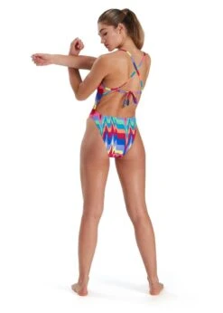 Speedo Rainbow Wave Allover Tie-Back Swimsuit - Multi