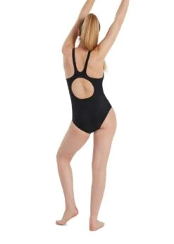 Speedo Placement Panel Muscleback Swimsuit - Black/Blue Bay/Beautiful Blue