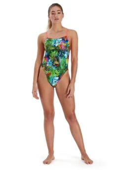 Speedo Lucid Jungle Allover Vback Swimsuit - Green/ Adriatic/ Red -Speedo Store tumbnail 189d5811 e4b4 4b66 98ee 23b53488e629