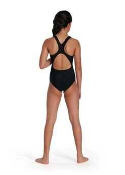 Speedo Girl's Allover Splashback Swimsuit - Black/ Blue