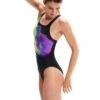 Speedo Placement Digital Medalist Swimsuit - Black/ Electric Pink/ Miami Lilac/ Bright Zest