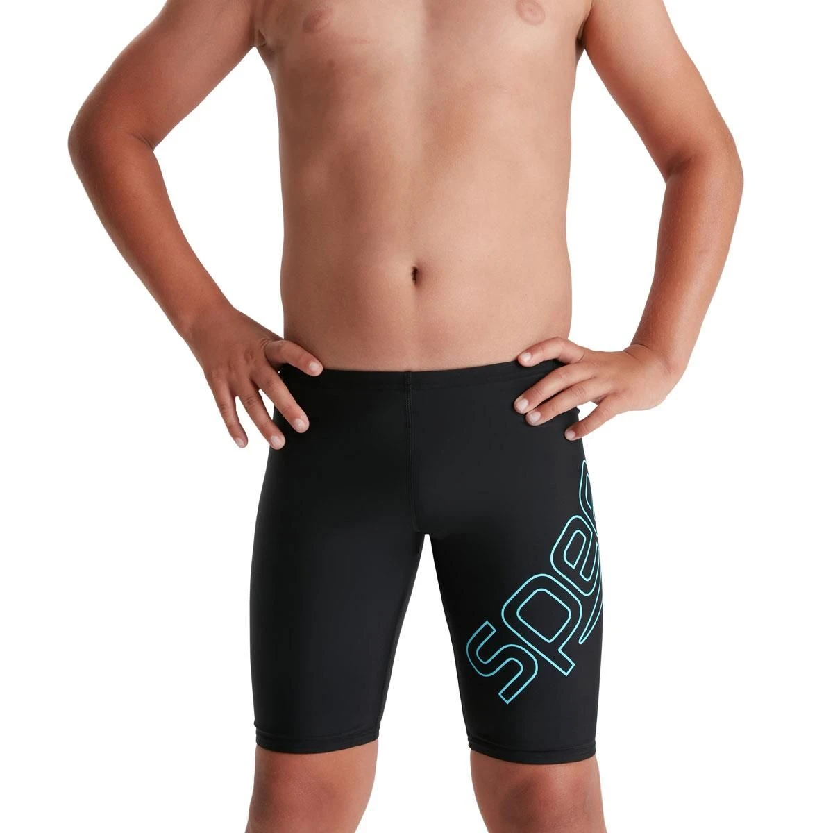 Speedo Boy's Boom Logo Placement Jammer - Black/ Light Adriatic 13 Speedo Boy's Boom Logo Placement Jammer - Black/ Light Adriatic - Image 11