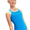 Speedo Girl's Medley Logo Medalist Swimsuit - Bondi Blue/ Aquarium