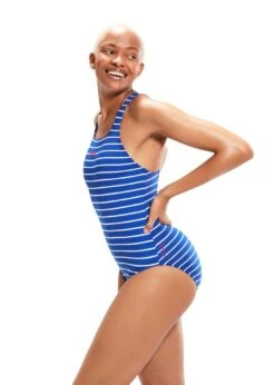 Speedo ECO Endurance+ Printed Medalist Swimsuit - Chroma Blue/ White