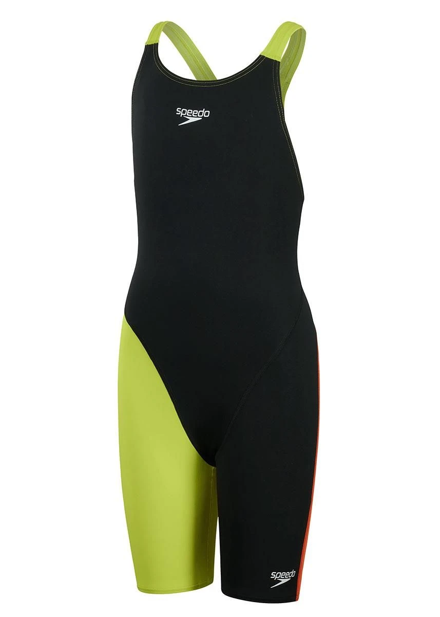 Speedo Girls Fastskin Junior Endurance+ Openback Kneeskin - Black/ Salso/ Atomic Lime 8 Speedo Girls Fastskin Junior Endurance+ Openback Kneeskin - Black/ Salso/ Atomic Lime - Image 6