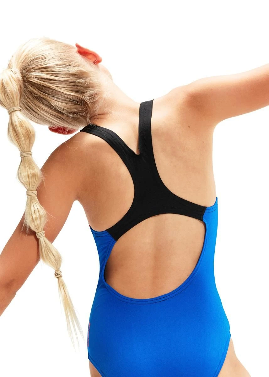 Speedo Girl's Digital Placement Medalist Swimsuit - Blue Flame/ Black/ Fluo Green/ Volcanic Orange/ Sunblaze 4 Speedo Girl's Digital Placement Medalist Swimsuit - Blue Flame/ Black/ Fluo Green/ Volcanic Orange/ Sunblaze - Image 2