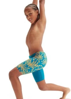 Speedo Boys Digital Allover V-Cut Jammer - Ocean Depths/Carrot Cake/Apricot Jam