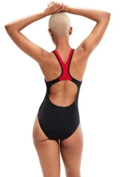 Speedo Placement Laneback Swimsuit - Black/ Fed Red/ White -Speedo Store tumbnail 317e124b d543 4fd0 9914 c6878679a535