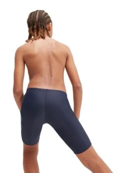 Speedo Boys Plastisol Placement Jammer - True Navy, Green Glow, Fluo Arctic