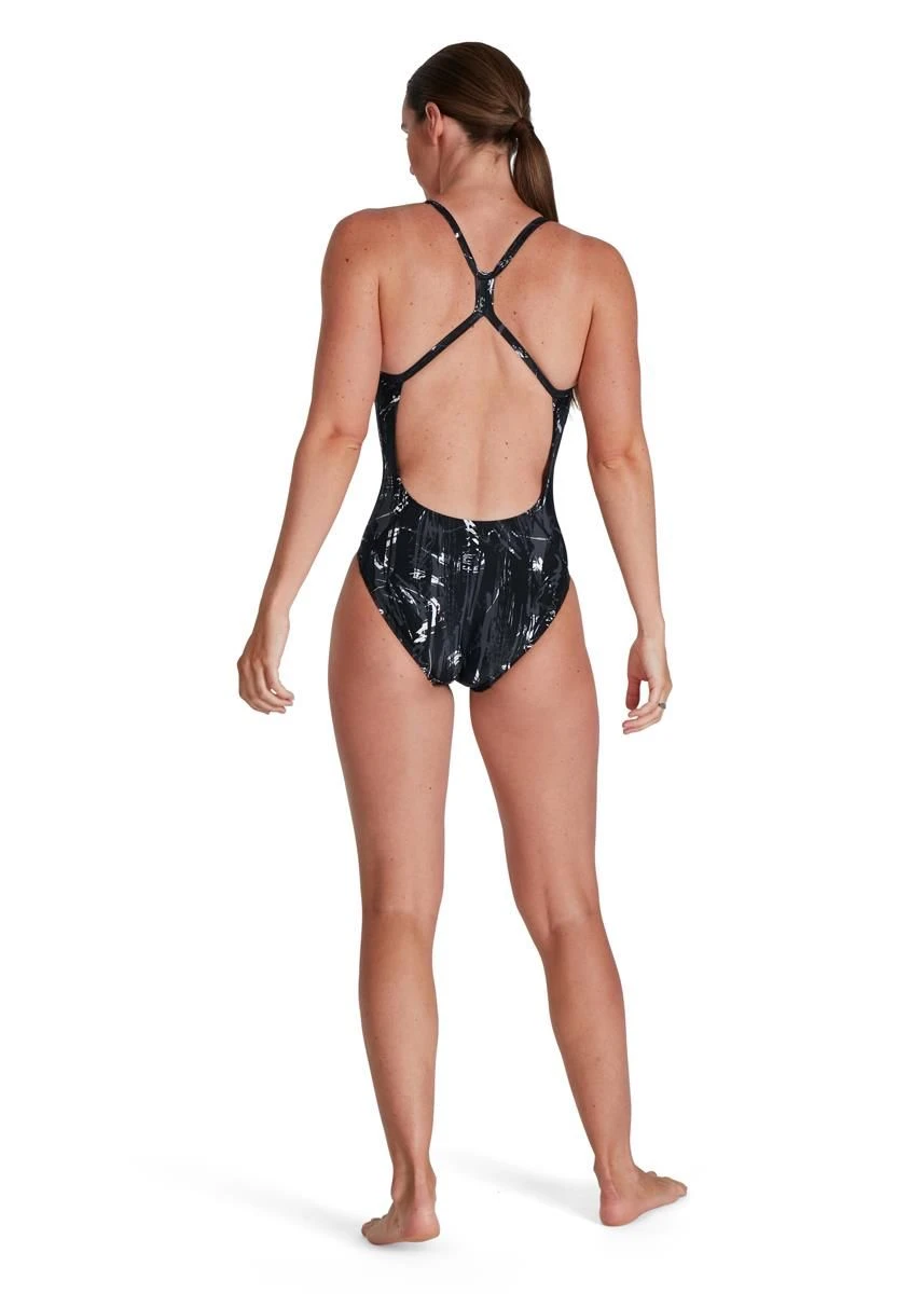 Speedo Allover Rippleback Swimsuit - Black/ USA Charcoal/ White 5 Speedo Allover Rippleback Swimsuit - Black/ USA Charcoal/ White - Image 3