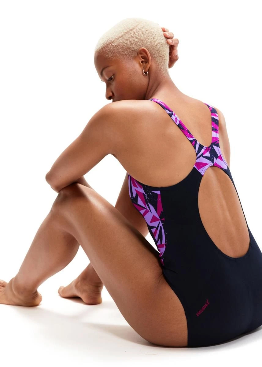 Speedo HyperBoom Splice Muscleback Swimsuit - True Navy/ Berry/ Miami Lilac 5 Speedo HyperBoom Splice Muscleback Swimsuit - True Navy/ Berry/ Miami Lilac - Image 3
