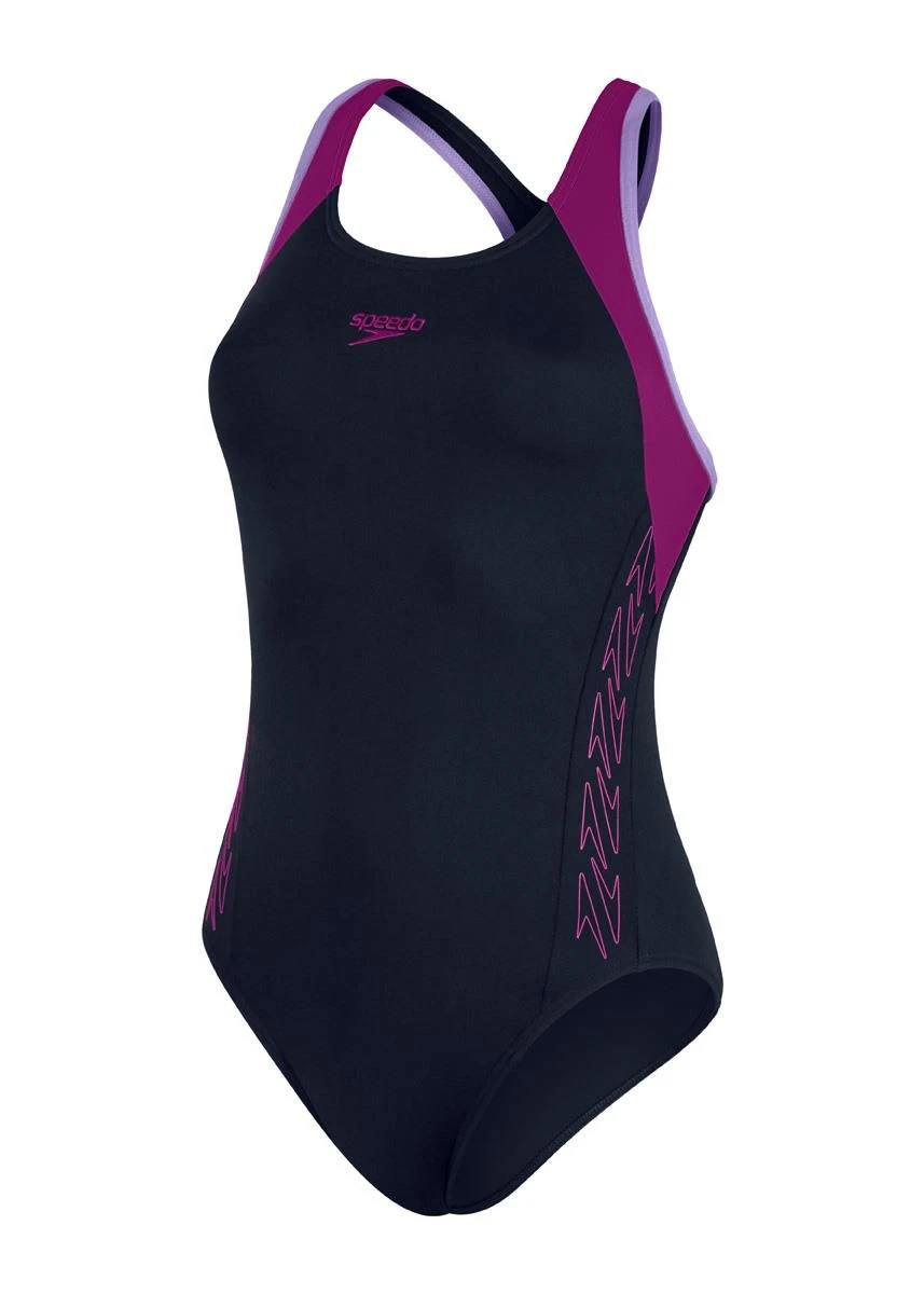 Speedo HyperBoom Flyback Swimsuit - True Navy/ Berry/ Miami Lilac 5 Speedo HyperBoom Flyback Swimsuit - True Navy/ Berry/ Miami Lilac - Image 3