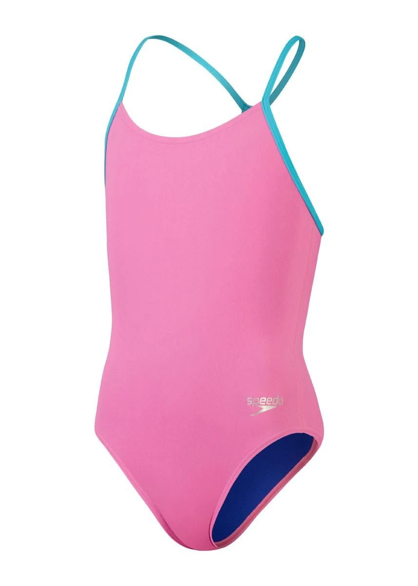 Speedo Girls Solid Lane Line Back Swimsuit - Candy Vibe/Fluo Arctic 3 Speedo Girls Solid Lane Line Back Swimsuit - Candy Vibe/Fluo Arctic