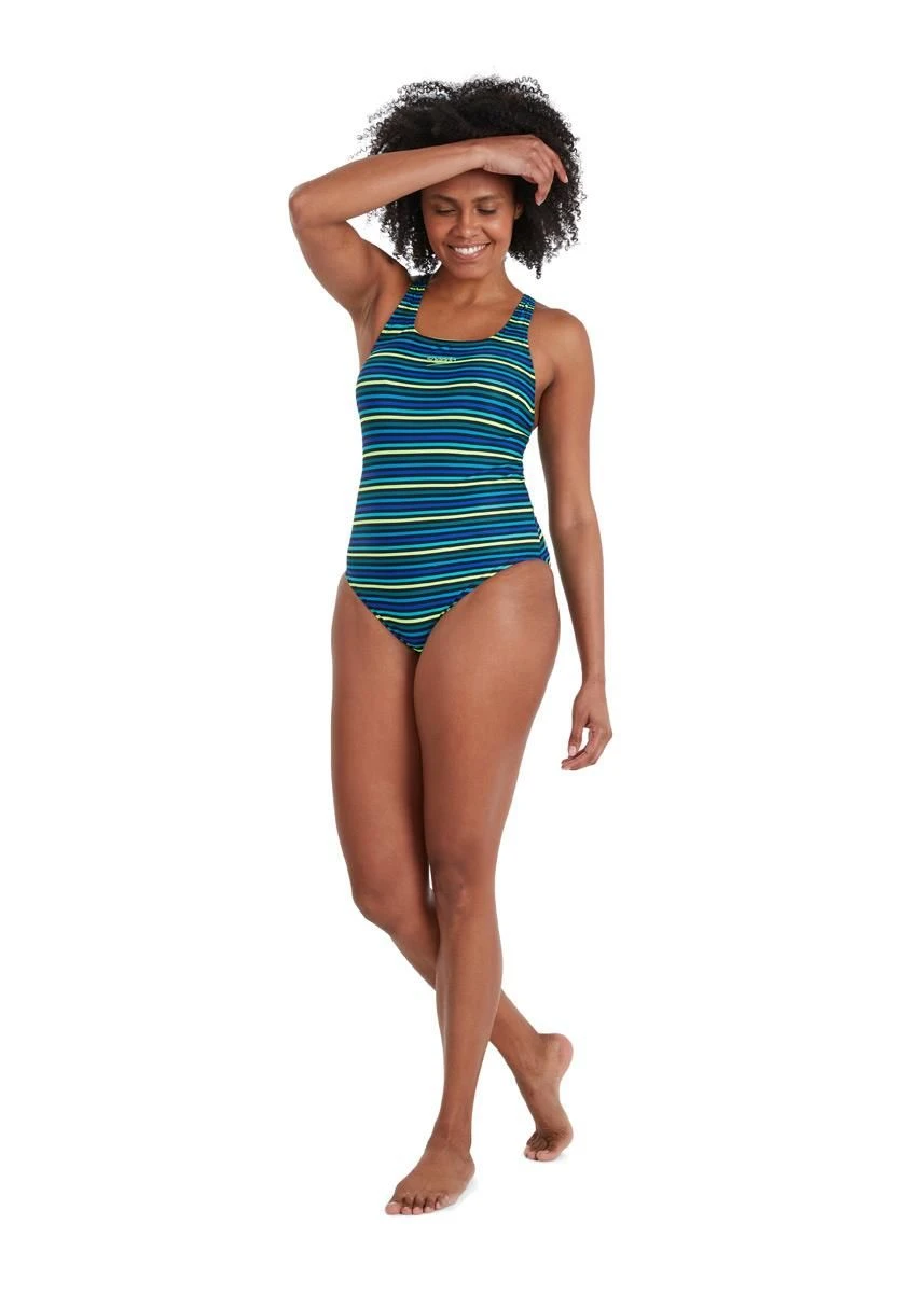 Speedo Printed Medalist Swimsuit - True Navy/Beautiful Blue/Hypersonic/Swell Green/Zest Green 4 Speedo Printed Medalist Swimsuit - True Navy/Beautiful Blue/Hypersonic/Swell Green/Zest Green - Image 2