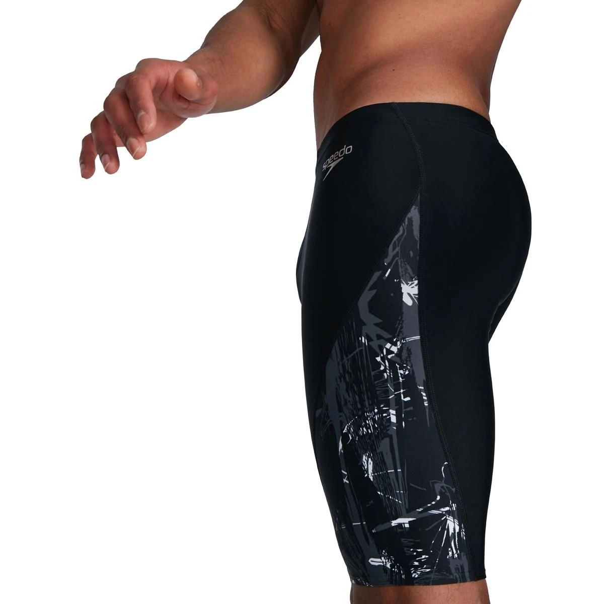 Speedo Allover V-Cut Jammer - Black/ USA Charcoal/ White 5 Speedo Allover V-Cut Jammer - Black/ USA Charcoal/ White - Image 3