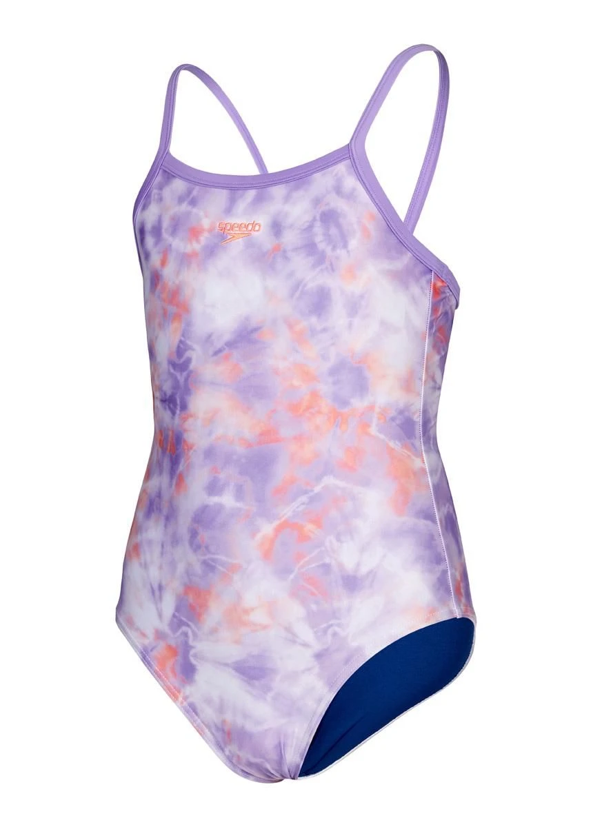 Speedo Girl's Printed Thinstrap Muscleback Swimsuit - Miami Lilac/ Soft Coral/White 6 Speedo Girl's Printed Thinstrap Muscleback Swimsuit - Miami Lilac/ Soft Coral/White - Image 4