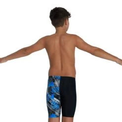 Speedo Boy's Digital Allover V Cut Jammer - Black/ Pool/ Chroma Blue/ White