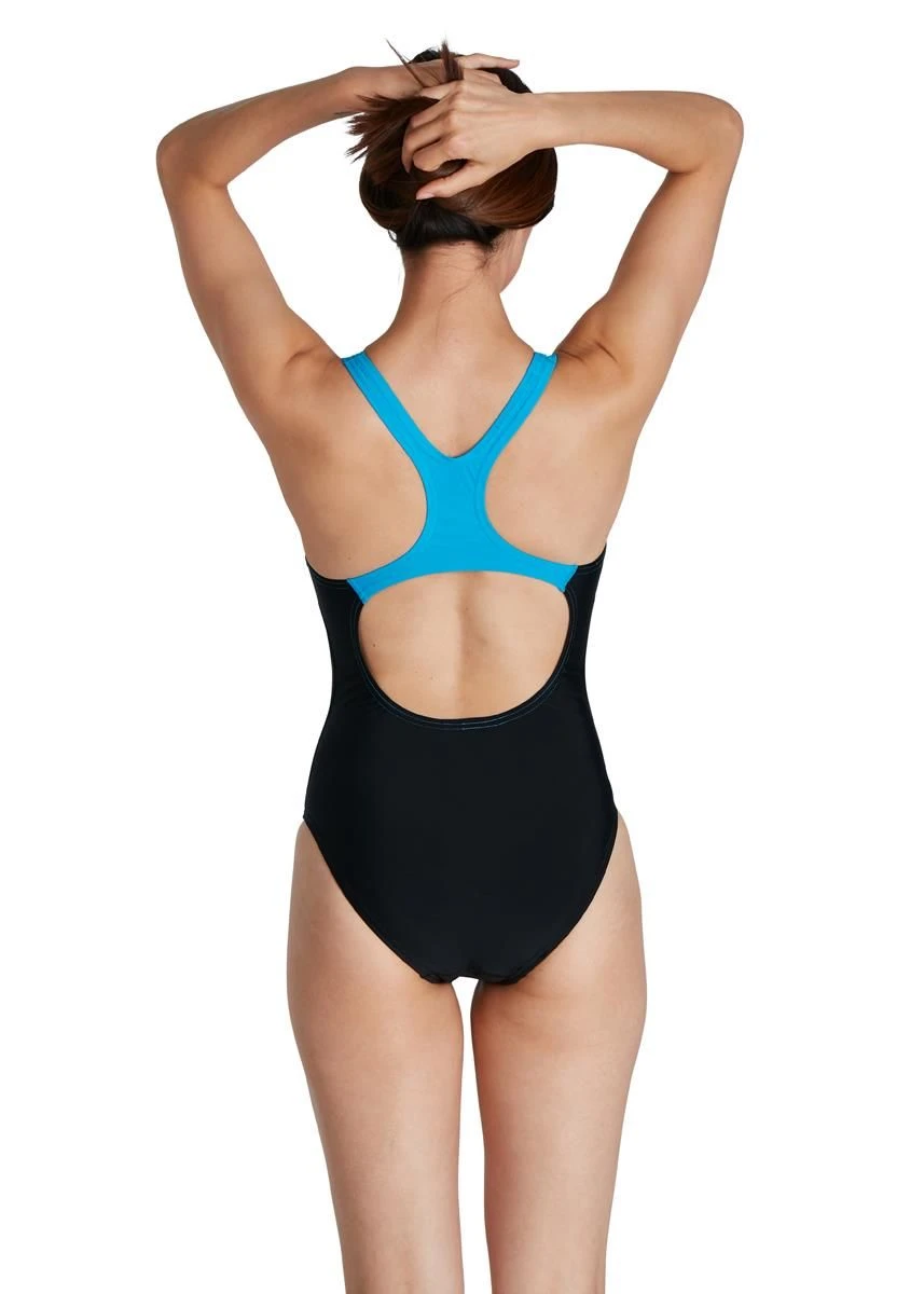 Speedo Medley Logo Medalist Swimsuit - Black/ Pool 3 Speedo Medley Logo Medalist Swimsuit - Black/ Pool