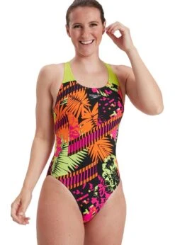 Speedo Placement Powerback Swimsuit - Pink/ Lime/ Salso/ Black -Speedo Store tumbnail 7884cec4 015d 432f 88fa a51daae5c537