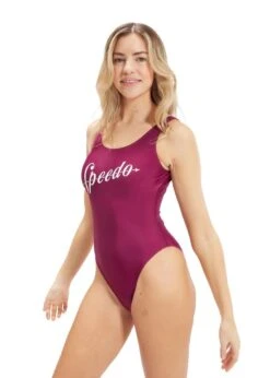 SPEEDO LOGO DEEP U-BACK SWIMSUIT - BERRY COOL
