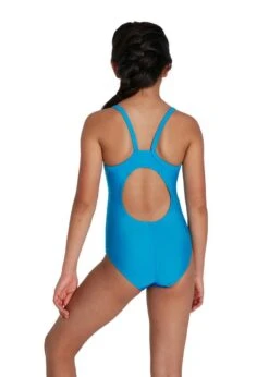 Speedo Girl's Digi Placement Thinstrap Muscleback Swimsuit - Pool/ Blue Flame/ Empire Yellow