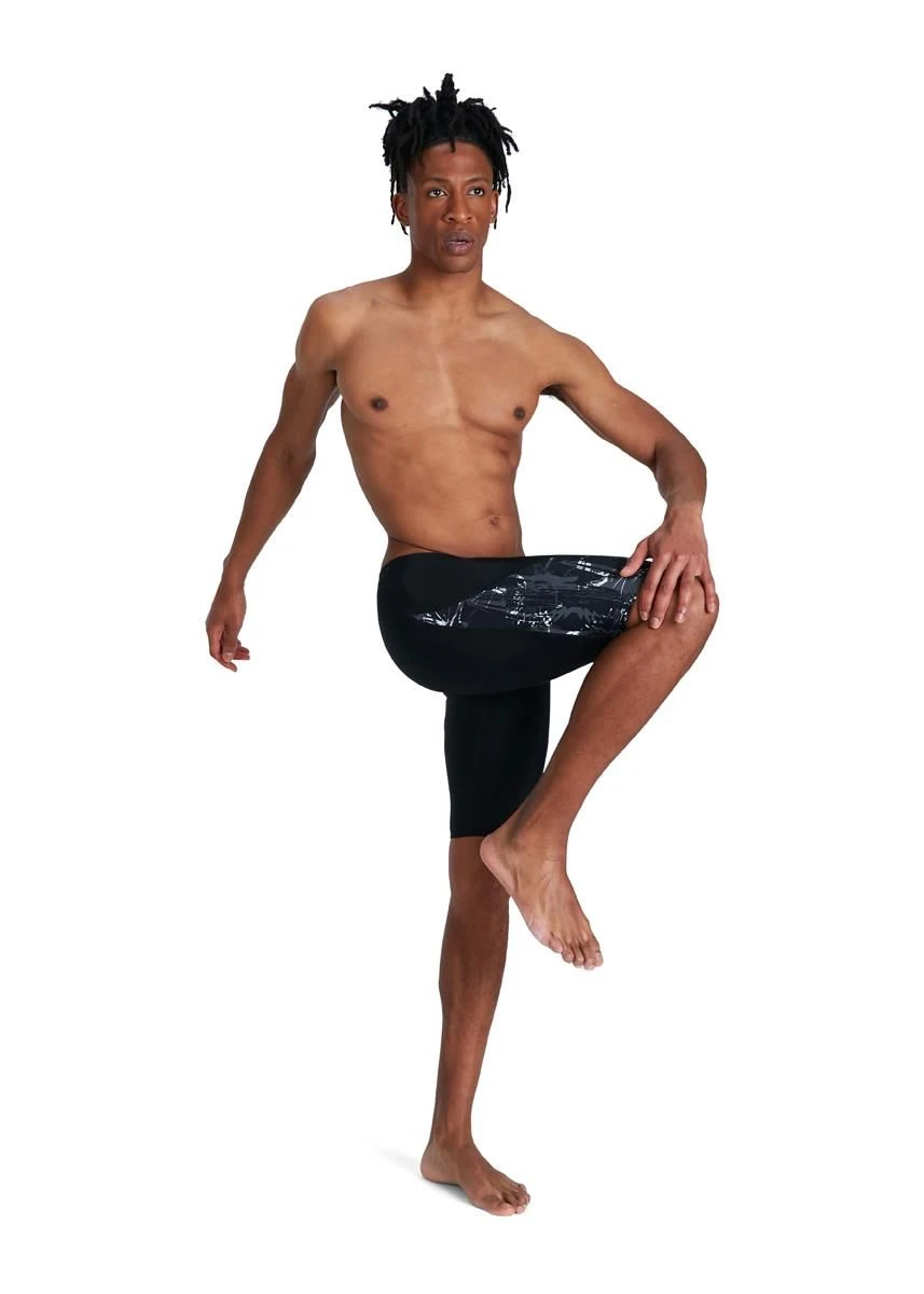 Speedo Allover V-Cut Jammer - Black/ USA Charcoal/ White 4 Speedo Allover V-Cut Jammer - Black/ USA Charcoal/ White - Image 2