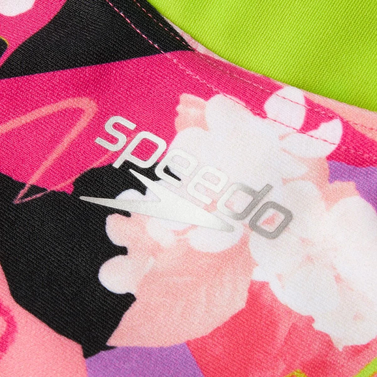 Speedo Girl's Punk Floral Lane Line Back Swimsuit - Pink/ White/ Black/ Lime 14 Speedo Girl's Punk Floral Lane Line Back Swimsuit - Pink/ White/ Black/ Lime - Image 12