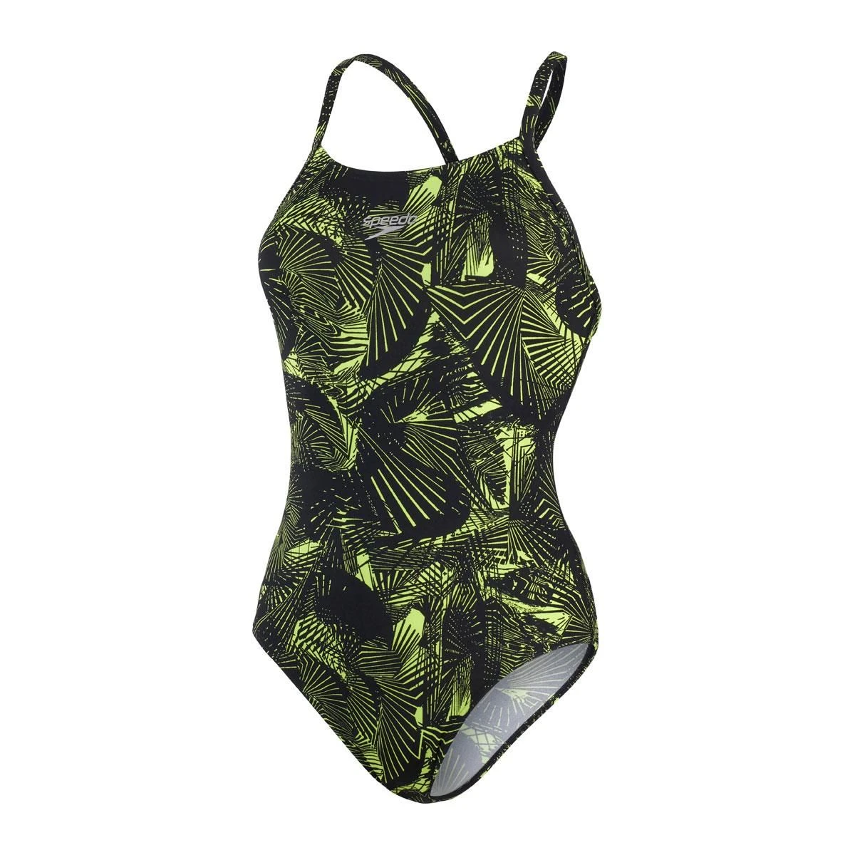 Speedo Allover Fixed Crossback Swimsuit - Black/ Atomic Lime 16 Speedo Allover Fixed Crossback Swimsuit - Black/ Atomic Lime - Image 14