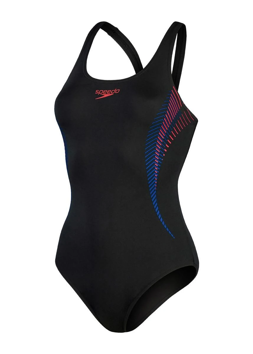 Speedo Placement Muscleback Swimsuit - Black/ Fed Red/ Chroma Blue 9 Speedo Placement Muscleback Swimsuit - Black/ Fed Red/ Chroma Blue - Image 7